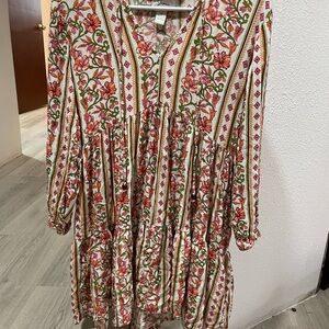 Floral Print Long Sleeve Dress